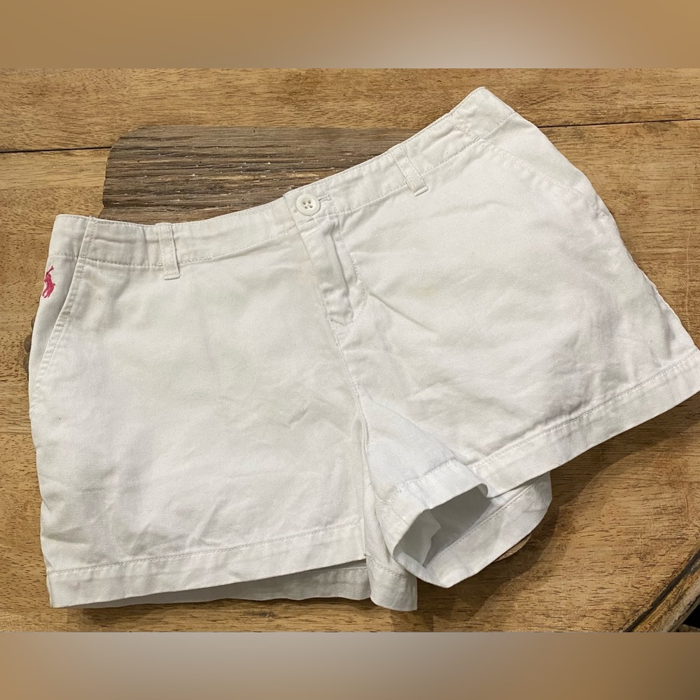 Polo by‎ Ralph Lauren Girl’s Size 16 White Chino Cotton Shorts